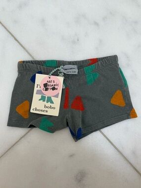 Bobo Choses Grey Kids Shorts with Green, Red and Blue Accents 6-12 months